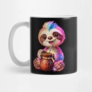 Cute Sloth: Kawaii Girl Yerba Mate Tea Lover with Food Lover Bombilla Mug